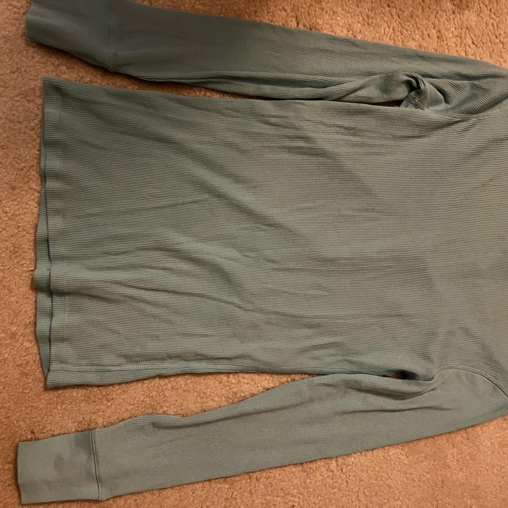 Victoria Secret Pajama Shirt Top Green Long Sleeve Ribbed, sz M - Picture 6 of 8